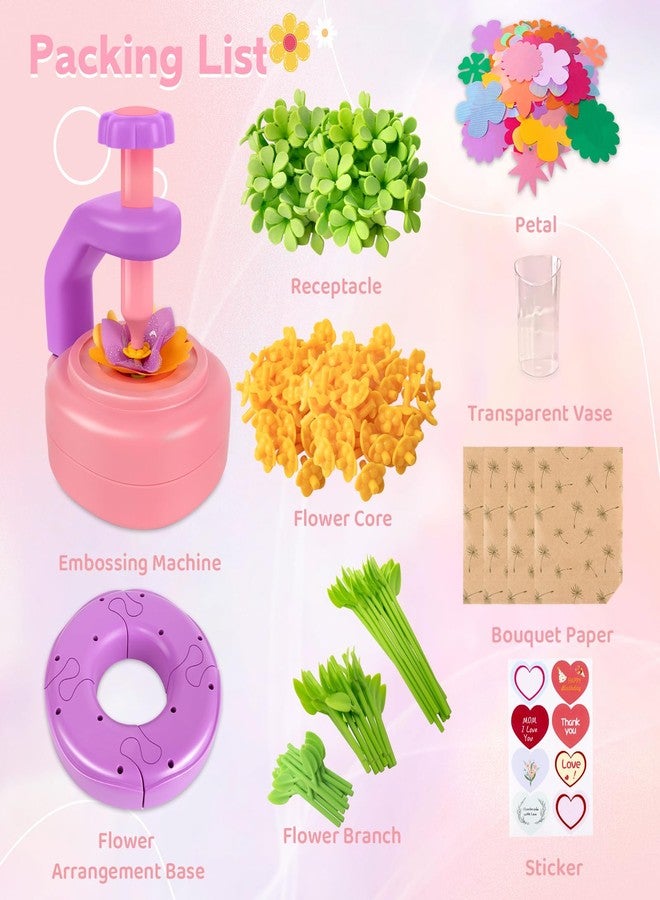 Cretargio Valentines Flower Making Kit - Valentines Day Gifts for Kids School Classroom - DIY Fabric Flower Bouquets Toys | Valentine's Arts & Crafts for 4 5 6 7 8 Year Toddler Girl - Image 2